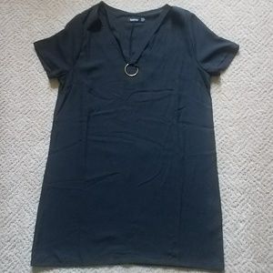 Boohoo black caged t-shirt shirt dress